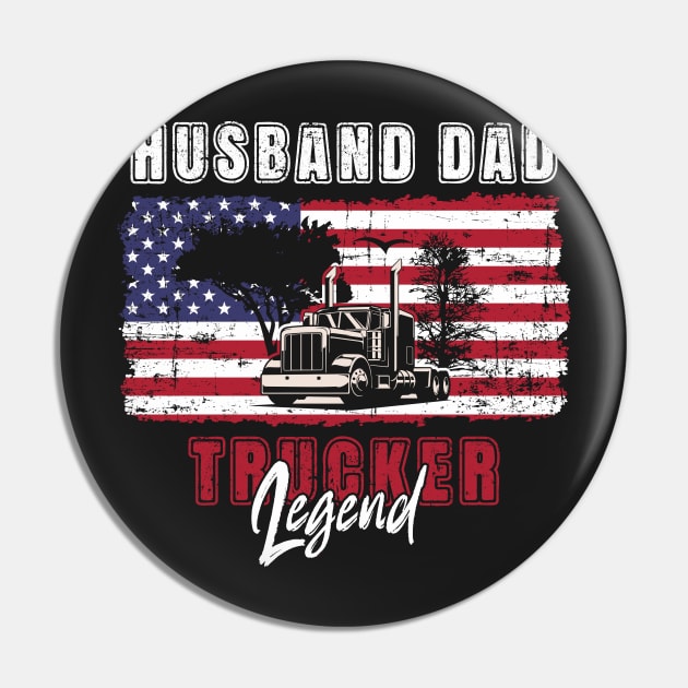 18 wheeler truck USA flag vintage, Husband Dad Trucker Legend Pin by HomeCoquette