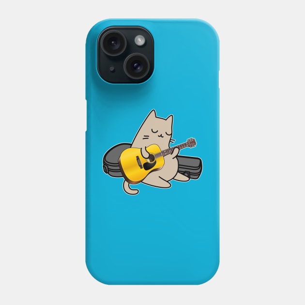 Street Cat performer playing acoustic guitar Phone Case by GlanceCat