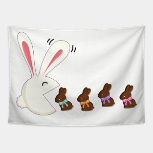 Funny Easter Rabbit Eating Chocolate Easter Bunnies Tapestry