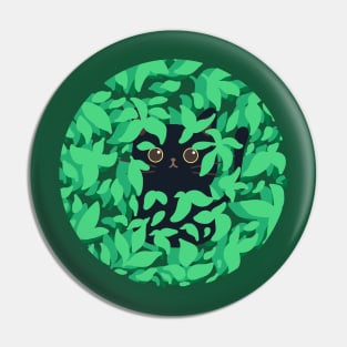 kawaii cat surrounded by leaves Pin