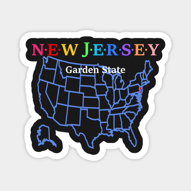 New Jersey, USA. Garden State. With Map. Magnet by Koolstudio
