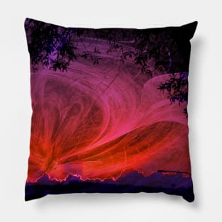 Fiery fractal sunset Pillow