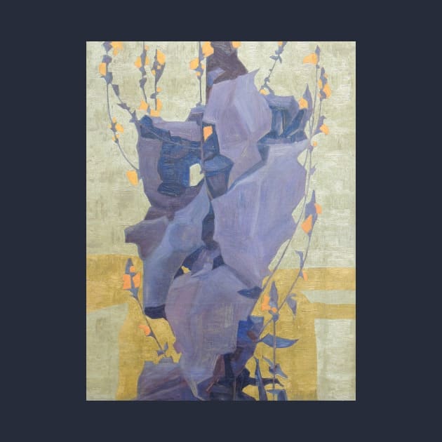 Egon Schiele- Stilisierte Blumen vor dekorativem Hintergrund by SybaDesign