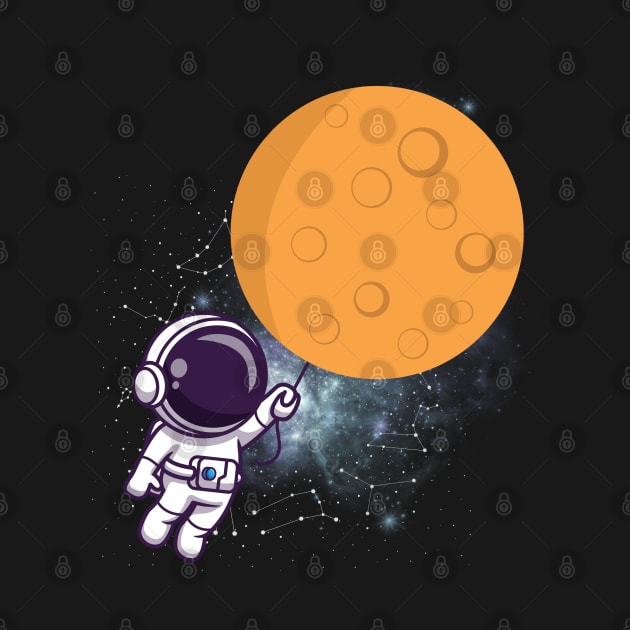 Flying floating astronaut Ufo alien funny cute spaceship moon mars cosmic space by BoogieCreates