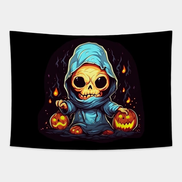 Eerie Halloween Ghoul Art - Spooky Season Delight Tapestry by Captain Peter Designs