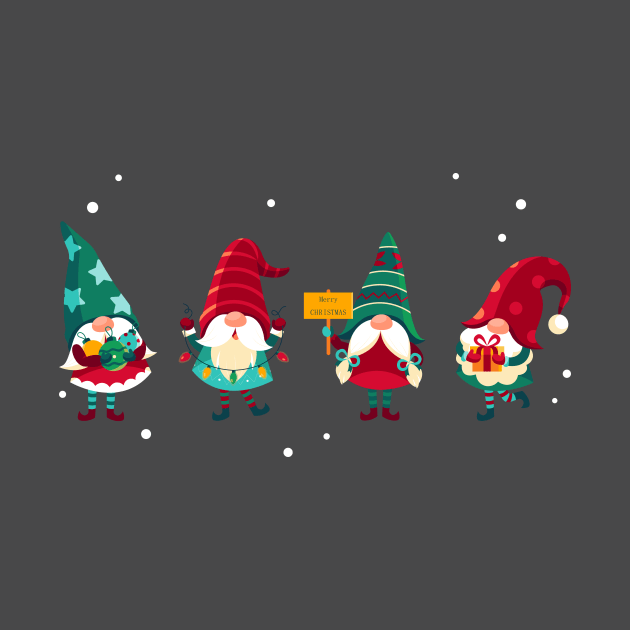 Hand drawn cute christmas gnomes by kameleon