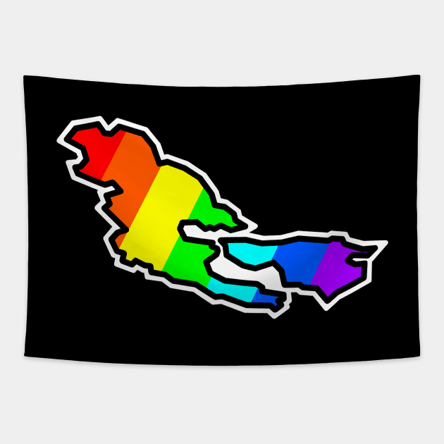 Pender Island in Rainbow Silhouette Colours - Gulf Islands Gift - Pender Island Tapestry by Bleeding Red Paint