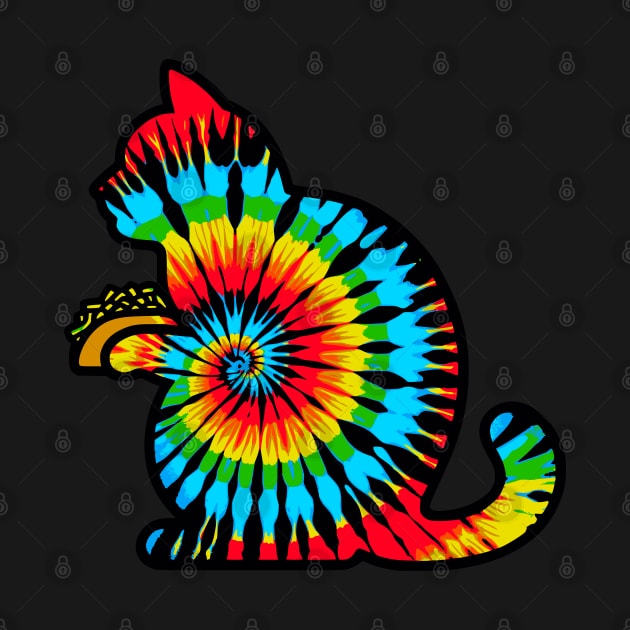 Tie Dye Black Cat With Tacos by VisionDesigner