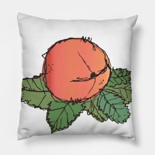 Peach on a leaf sketch Pillow