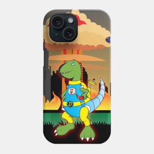 Dinosaur with Flying Saucers Phone Case