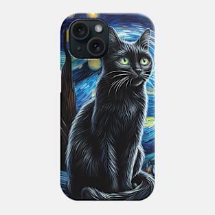 The black cat and the starry night Phone Case