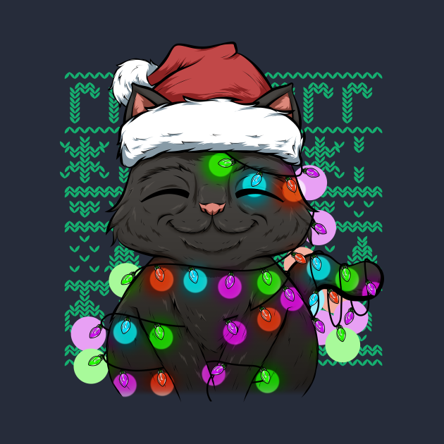 black cat at christmas - Cat Funny Christmas For Lover - Kids T-Shirt ...