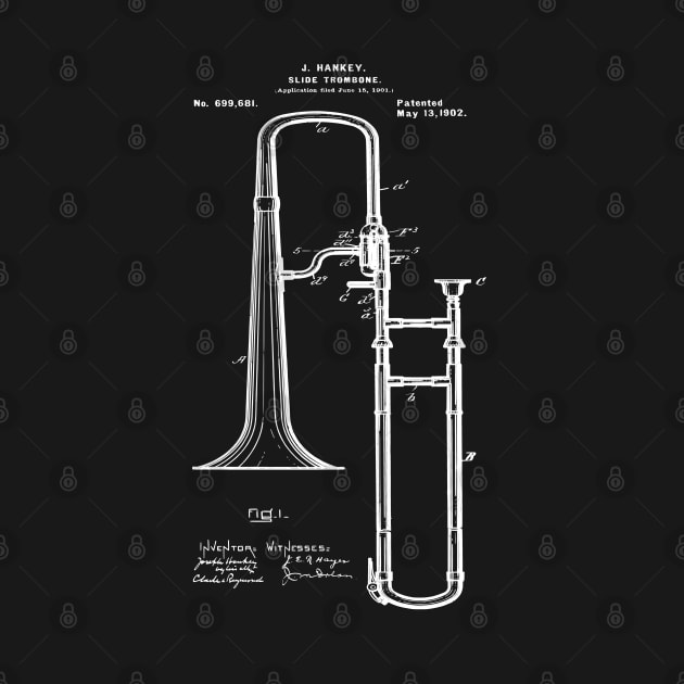 Vintage Trombone 1902 Patent Blueprint by MadebyDesign