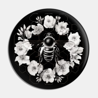 Black And White Bee Pin