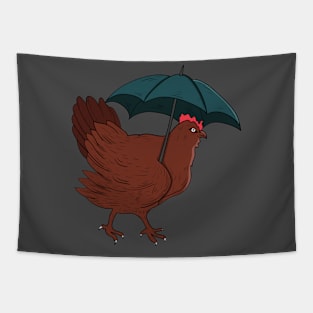 hen with umbrella Tapestry