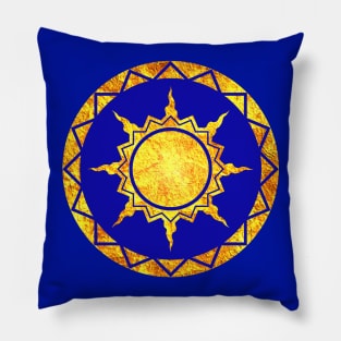 Atlantean Sun on Blue Pillow