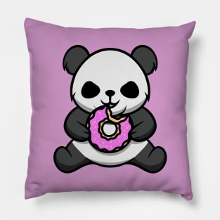 Cute Panda Eating Donut Pillow