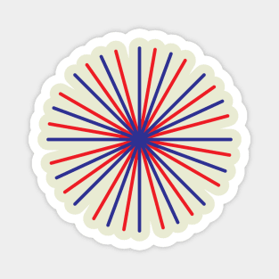 Red and Blue Circle Strips Abstract Art Magnet