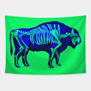 Bison Skeleton Interactive Green&Blue Filter T-Shirt By Red&Blue Tapestry