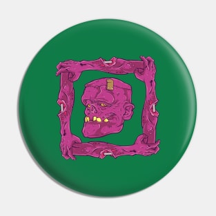 Frankenstein face zombie hand Pin