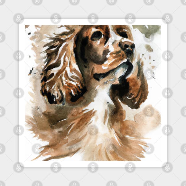 Spaniel Watercolor Painting - Dog Lover Gifts Magnet by Edd Paint Something