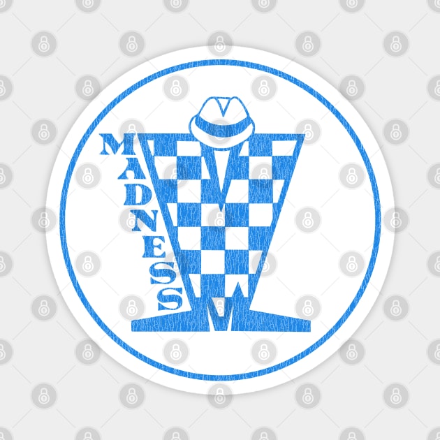 Madness Vintage Plastisol Texture Checkerboard Blue Magnet by Skate Merch