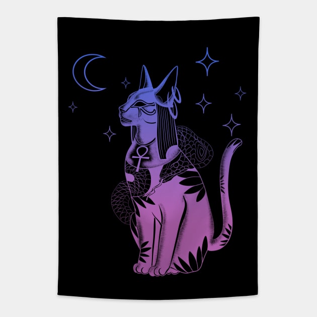 Aestethic bastet Tapestry by Blacklinesw9