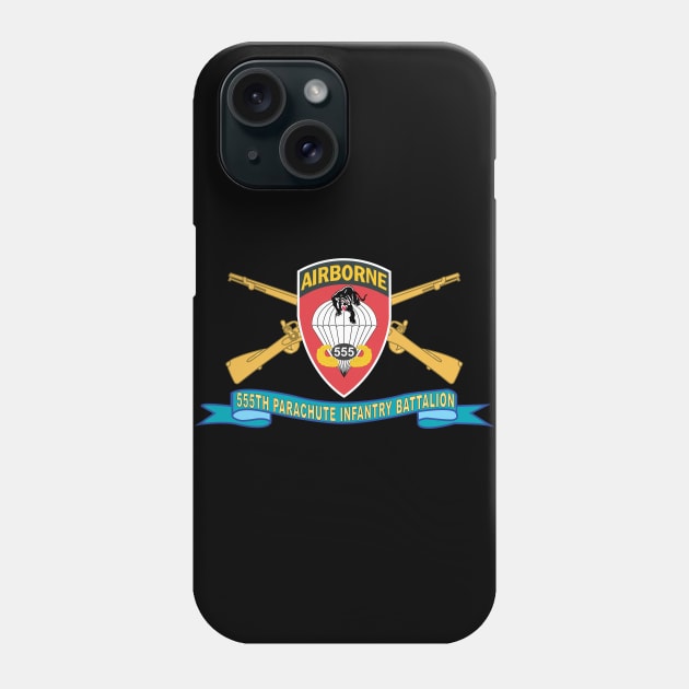 555th Parachute Infantry Battalion - SSI w Br - Ribbon X 300 Phone Case by twix123844