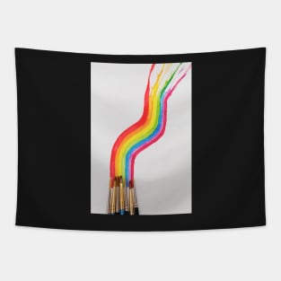 Watercolored rainbow swirl and brushes Tapestry