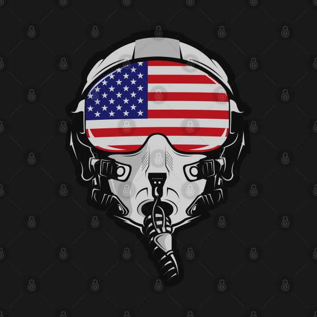 Fighter Pilot Helmet US Flag by Mandra