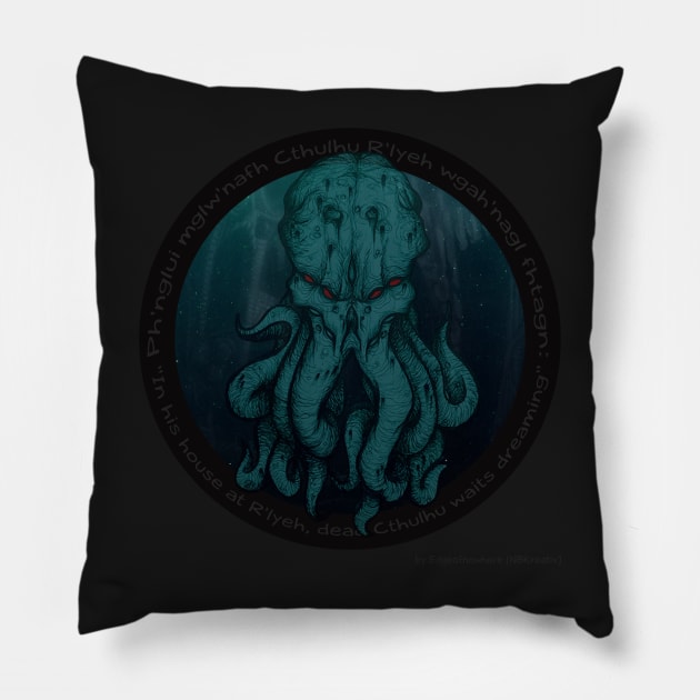 Ph'nglui mglw'nafh Cthulhu R'lyeh wgah'nagl fhtagn !, The Great Old One Pillow by Edgeofnowhere