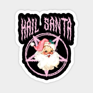 Hail Santa Retro Cute Santa Claus Pink Goth Christmas Magnet