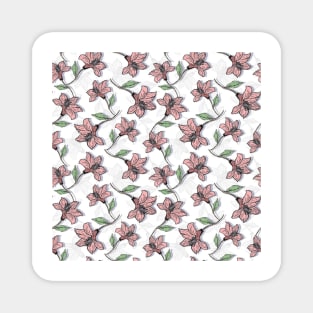 Abstract Flowers Pattern In Pink Magnet