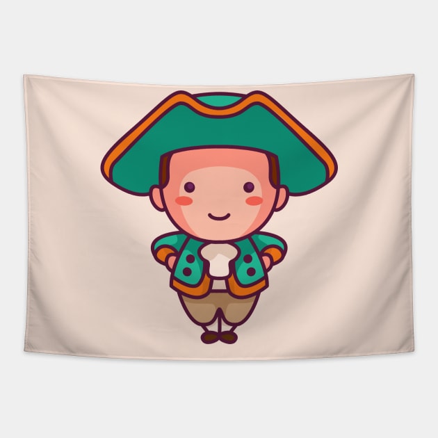 Cute British Victorian Era Man in Traditional Clothing Cartoon Tapestry by SLAG_Creative