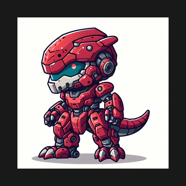 Chibi Red dinosaur robot by Mechanime World