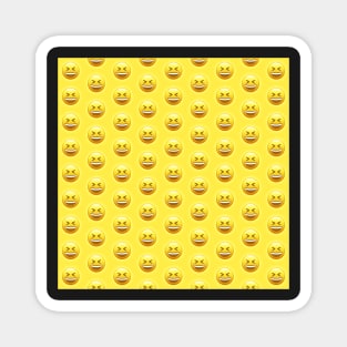 Grinning Squinting Face Emoji Pattern | Pop Art Magnet