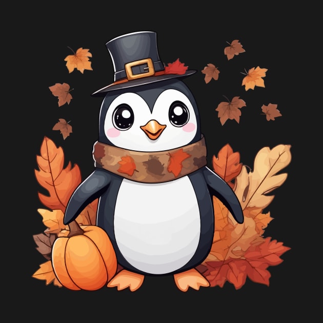 Cute Autumn Penguin Thanksgiving by Rishirt