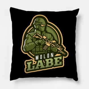 The Military With A Rifle Pillow