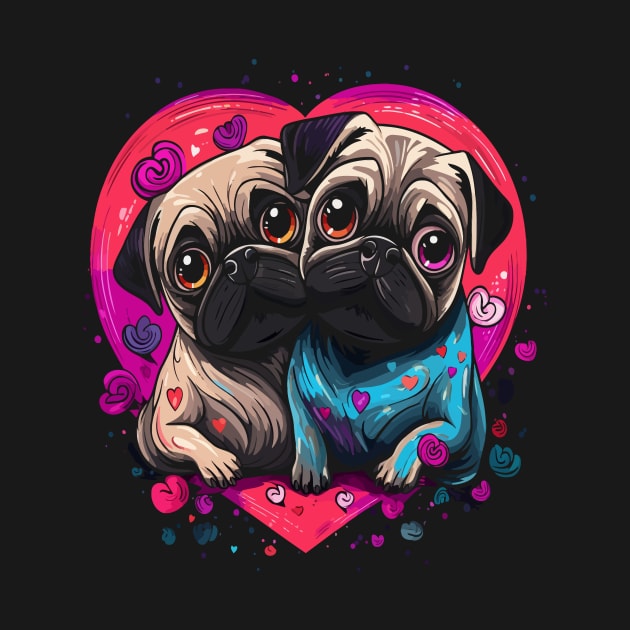 Pug Couple Valentine by JH Mart