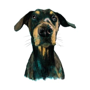 Doberman Natural Ears Illustration Drawing T-Shirt