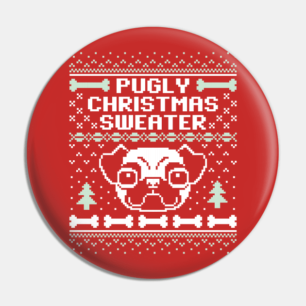 Pugly Christmas Sweater Pin by DetourShirts