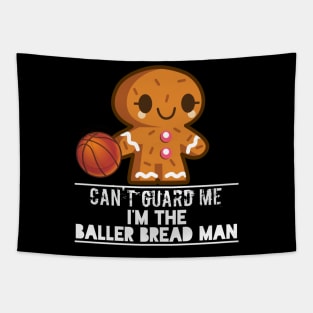 Basketball Gingerbread Man - Basketball Graphic Typographic Design - Baller Fans Sports Lovers - Holiday Gift Ideas Tapestry