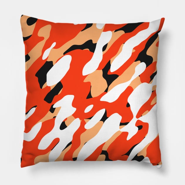 Orange Camouflage Pillow by Tshirtstory