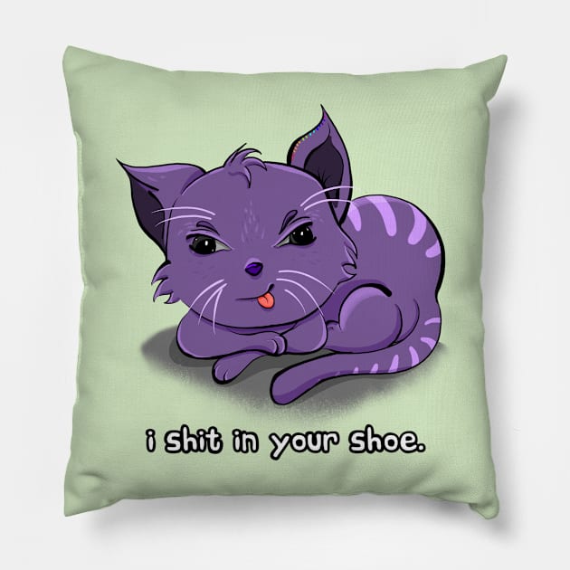 Bad Kitty sh*t in your shoe Pillow by Danispolez_illustrations