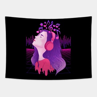 Vaporwave Girl EDM & Trance Dance Music Headphones Tapestry