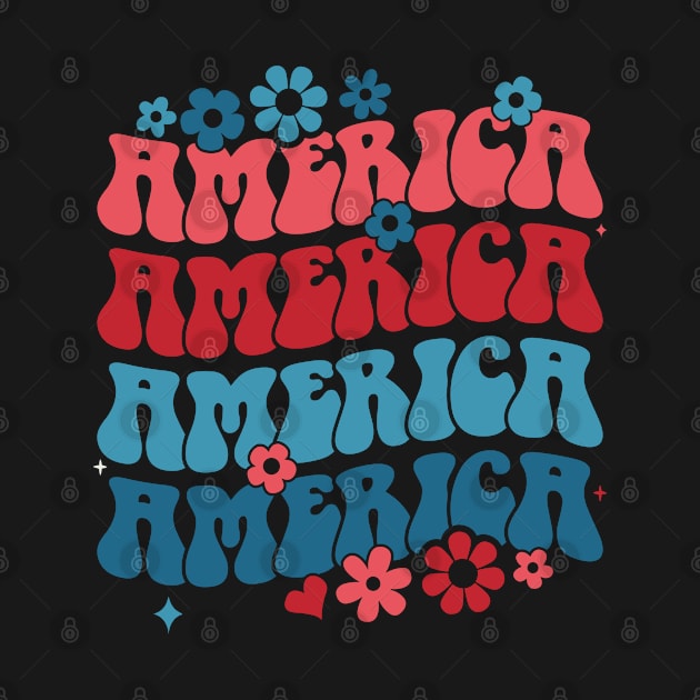 american groovy 4th july America retro patriotic USA by BramCrye