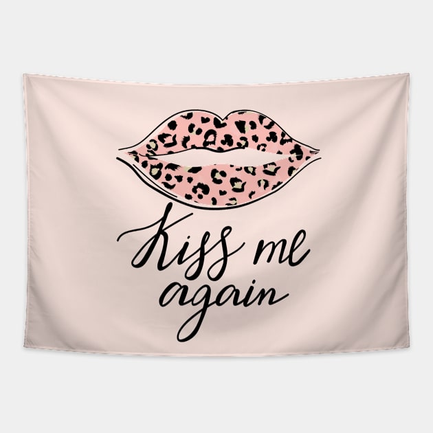 Kiss me again lettering. Quote design. Tapestry by CoCoArt-Ua