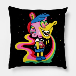 Trippy Duck Boy Cartoon Pillow