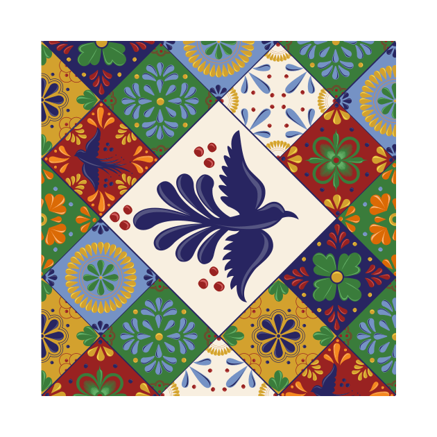 Mexican Talavera Tiles Colorful Pattern by Akbaly