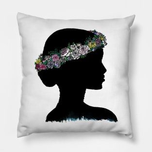 flower crown silhouette Pillow